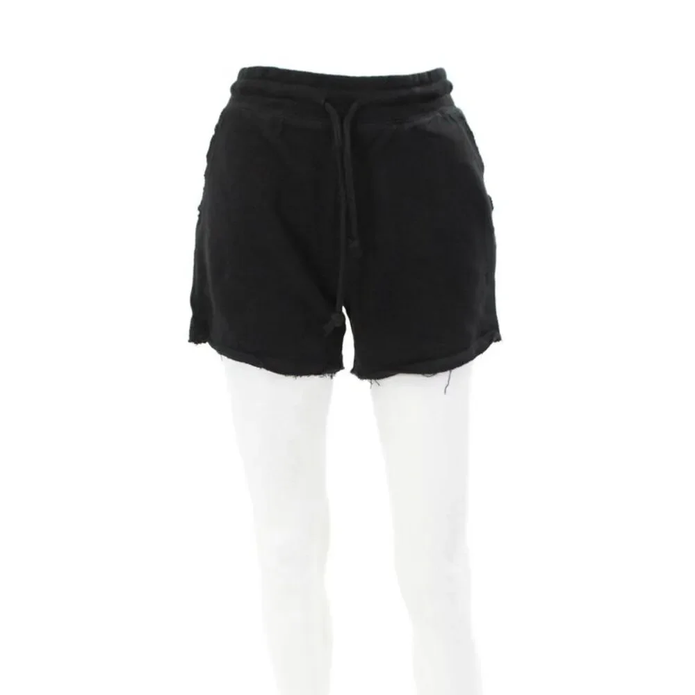 Chaser Womens Drawstring Waist Sweat Shorts Black Cotton Size XS